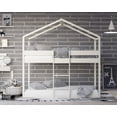thumbnail image 1 of HMD Pasco Twin Over Twin Solid Wood House Loft Bed Frame Box A, Antique White, 1 of 3