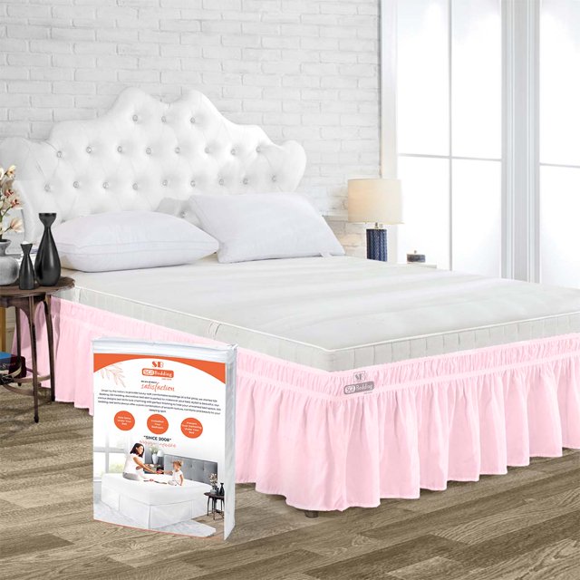 SGI Bedding 9 Inch Wrap Around Bed Skirt | Microfiber Bed Skirt | Fade Resistant, Wrinkle Free, Anti-static, Decorative, Extra Storage Space, Clutter-Free | Twin, Pink