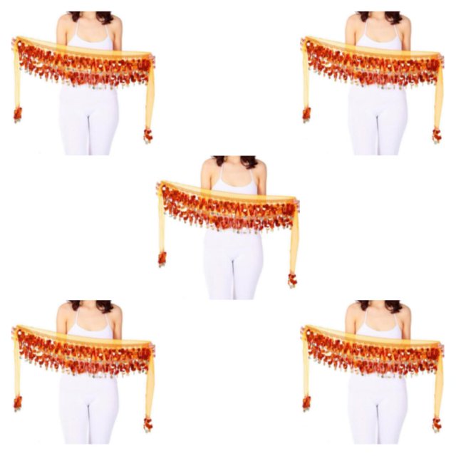 Transemion Wide Application Belly Dance Sequined Waist Versatile And Stylish Waist orange 5Set