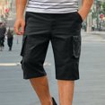 thumbnail image 1 of Sentmoon Mens Cargo Shorts Lightweight Drawstring Elastic Waist Swimsuit Multiple Pockets Straight Wide Leg Solid Color Basketball Shorts 2025 Summer Sport Male for Leisure Wear Black S, 1 of 6