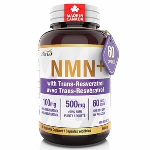 Herba NMN Supplement with Resveratrol 600mg - 60 Capsules | Made in Canada