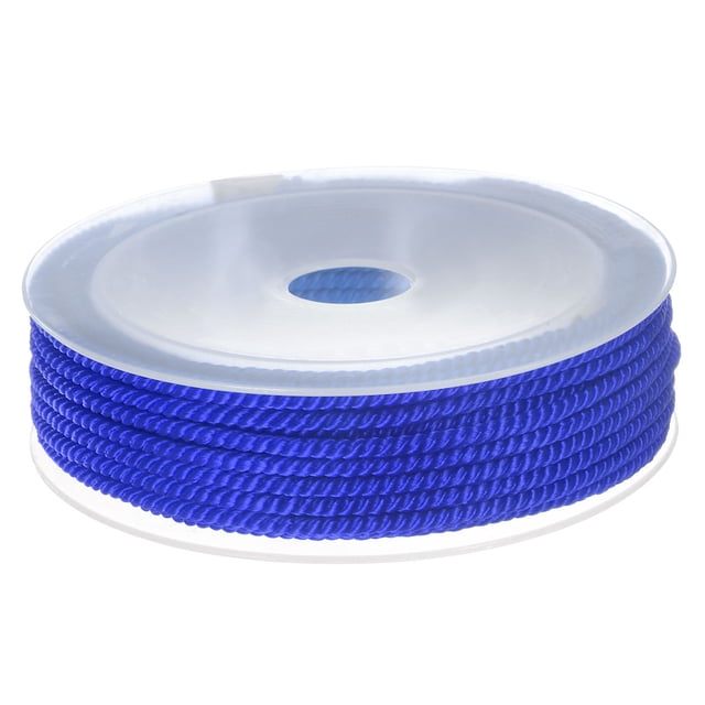 Unique Bargains Twisted Nylon Twine Thread Beading Cord 3mm 7M/23 Feet Extra Strong Braided Nylon String, Medium Blue