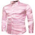 thumbnail image 2 of Men‘s Silk Satin Long Sleeve Shirt Ruffled Vintage Wedding Tuxedo Shirts, 2 of 4