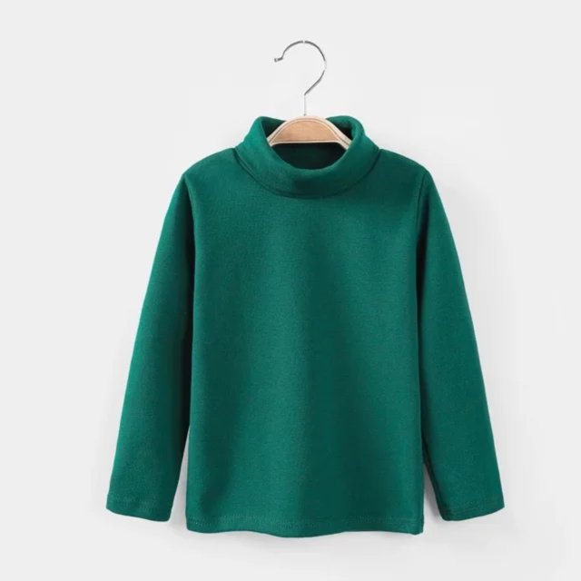LNGOOR Nouveau 2021 Automne Hiver Garçons Filles Mode T-shirt Uni Manches Longues Col Rond Chaud Décontracté