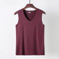 thumbnail image 2 of Mens Summer Ice Silk Traceless Thin Breathable Pure Color V-neck Sleeveless Top, 2 of 9