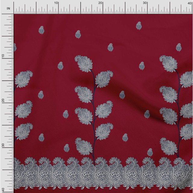 Soimoi Velvet Fabric Paisley Panel Decor Fabric Printed Yard 58 Inch Wide