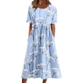 thumbnail image 3 of EQWLJWE Robes pour Femmes 2023 Grande Taille Mode Femmes Été Imprimé Décontracté Col Rond Manches Courtes Vacances Poches Robe Liquidation Robes pour Femmes, 3 of 6