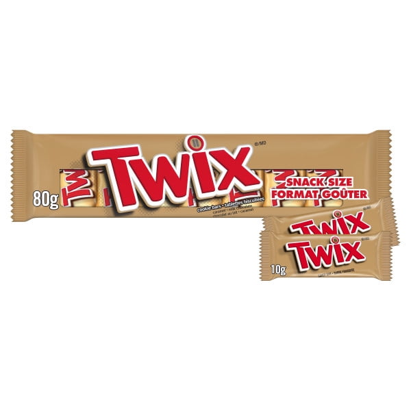 TWIX, Caramel Cookie Chocolate Candy Bar, 8 Fun Size Bars, 80g