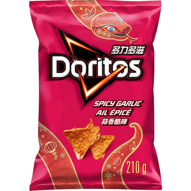 Doritos chips tortilla aromatisées Ail épicé.