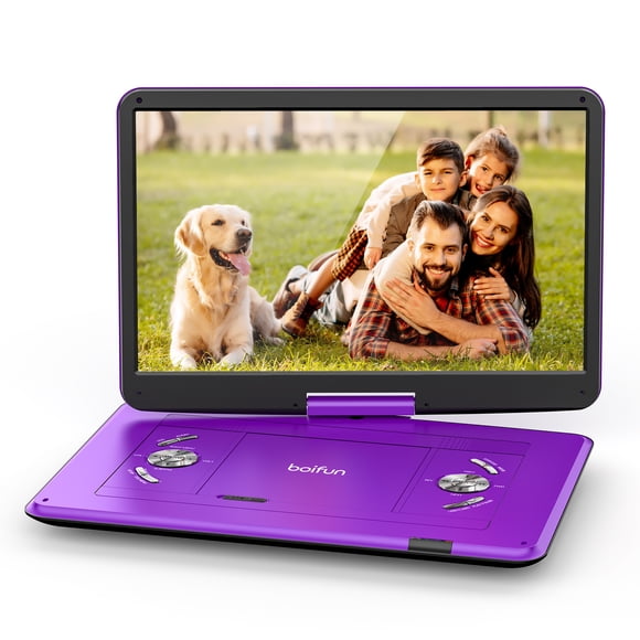 BOIFUN Lecteur DVD Portable avec Grand Écran HD de 15,6 Pouces, Batterie Rechargeable de 6 Heures, Prend en Charge la Carte USB/SD/la Télé Synchronisée et Plusieurs Formats de Disques, Lecteur DVD pour Voiture avec Haut-Parleur à Volume Élevé