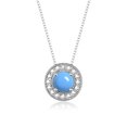 thumbnail image 3 of RYLOS Halo Designer Matching Set Sterling Silver: Ring, Earring & Pendant Necklace. Gemstone & Diamonds, 4MM Turquoise December Birthstone; Size 10, 3 of 9