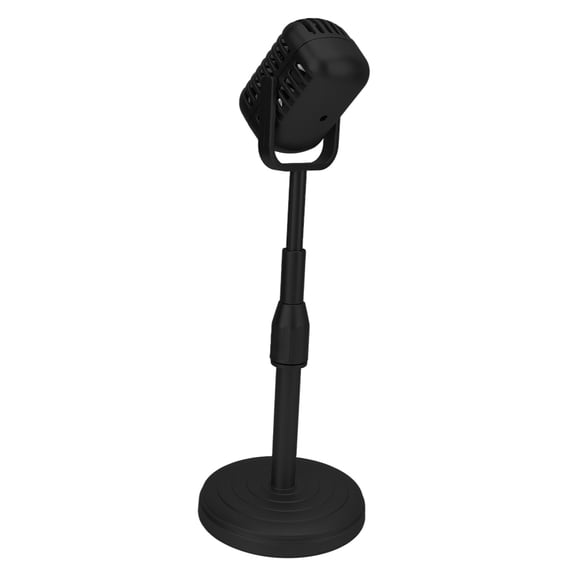 Vintage Microphone Prop Model, Creativity Old Fashioned Simulation Microphone And Stand Set Flexible Height Adjustment For Photo Studio Black