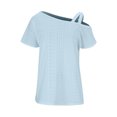 thumbnail image 4 of tarylea Going Out Tops For Women 1 Cold Shoulder Top Eyelet Short Sleeve Shirts Loose Fitted, 4 of 4