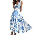 thumbnail image 1 of TJAZFJPA Robe Bohème Mode Femme Printemps et Été Imprimée Sans Manches Col en V Fermeture Éclair Latérale Style Robe (5) Robe Tube Robe Formelle Robe Maxi, 1 of 7