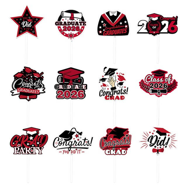 Graduation Cupcake Toppers 2026Graduation Cake Decorations 2026Graduation Cupcake Toppers Glitter Class of 2026 Congrats Grad Cap Picks for Graduation Decorations