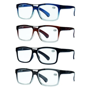 Success Eyewear READING GLASSES Ensemble de 4 Meilleure valeur Verres de lecture de qualité de style de barre supérieure pour les hommes Ensemble de noir, bleu, brun, gris 3.25