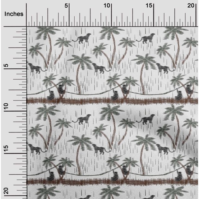 oneOone Georgette Viscose Fabric Tree|Leopard & Monkey Ikat Printed Craft Fabric BTY 42 Inch Wide