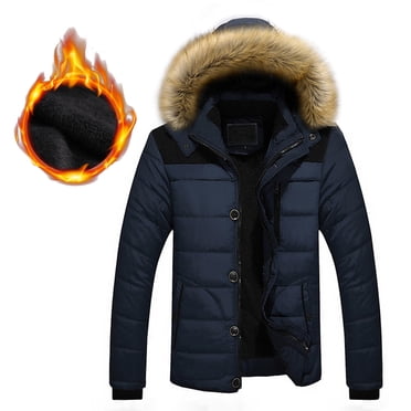 EGNMCR Jackets for Men Men Outdoor Warm Winter Thick Jacket Hooded Coat Jacket With Zipper Pocket