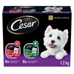 Cesar Filets pour adultes en sauce 6 Turquie grillée & 6 Nourriture pour chiens mouillés, 12x100g