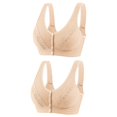 thumbnail image 1 of Plebaso Wireless Front Closure Bras for Women 2 Pack Full Coverage Everyday Bras Push up Comfort Bralettes, 1 of 2