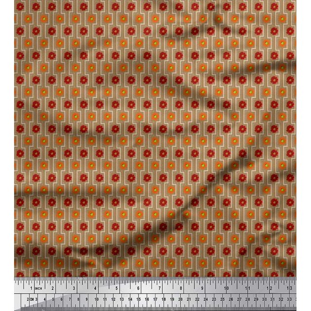 Soimoi polyester Crepe Fabric Artistic Floral Print Sewing Fabric Yard 52 Inch Wide