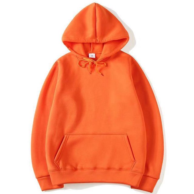 MAWCLOS Ladies Sweatshirt Pocket Hoodies Solid Color Hooded Tops Casual Fall Drawstring Pullover Orange L