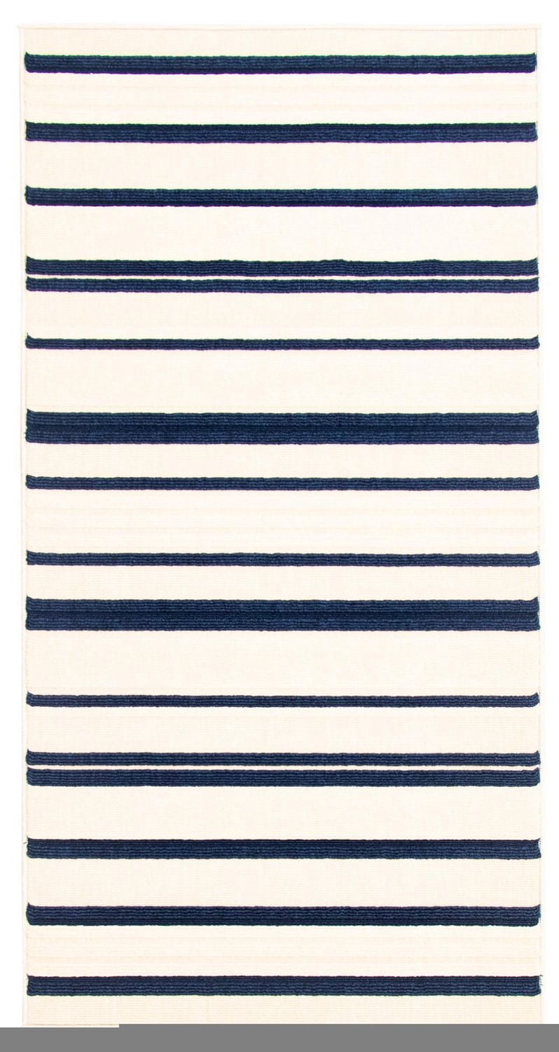 ECARPET Indoor/Outdoor for Balcony, Patio and Garden Arthur Blue, Ivory Rug