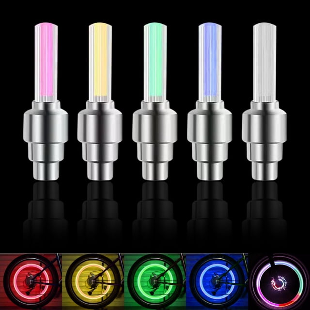 sdhkgrrt under $5 5Pcs Bike Tire Lights, Bike Wheel LED Flash Lights,Wind and Fire Spoke Tire Lights for Night Riding,Waterproof Bicycle Accessories for Safety,USB Rechargeable Cycling Decorations