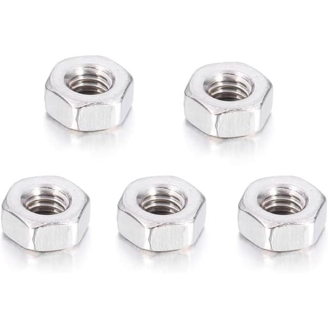 Graflsoa Stainless Steel DIN934 Hex Nuts, White Zinc Plated, 5PCS Set, M-4 Size, Durable & Smooth Finish