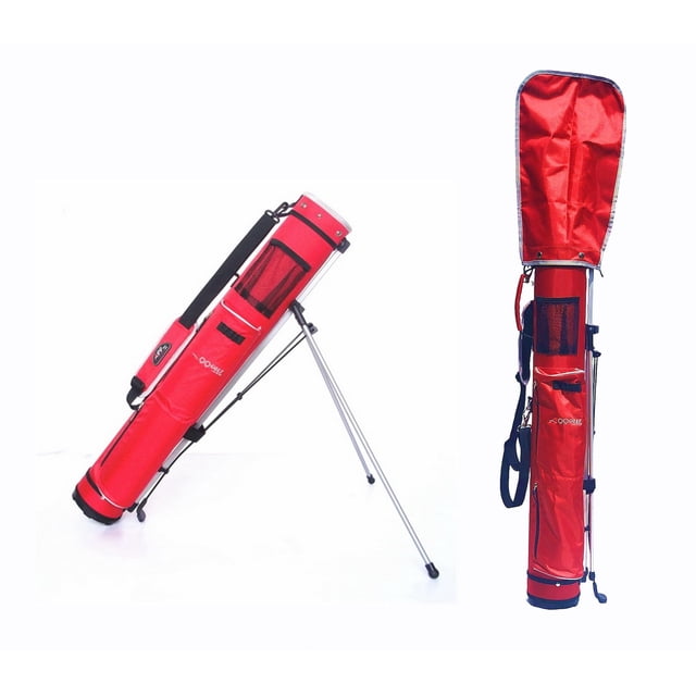 A99 Golf C4 Range Sunday Pencil Carry Bag Removable Top Cover w. stand (Red/Grey Trim)