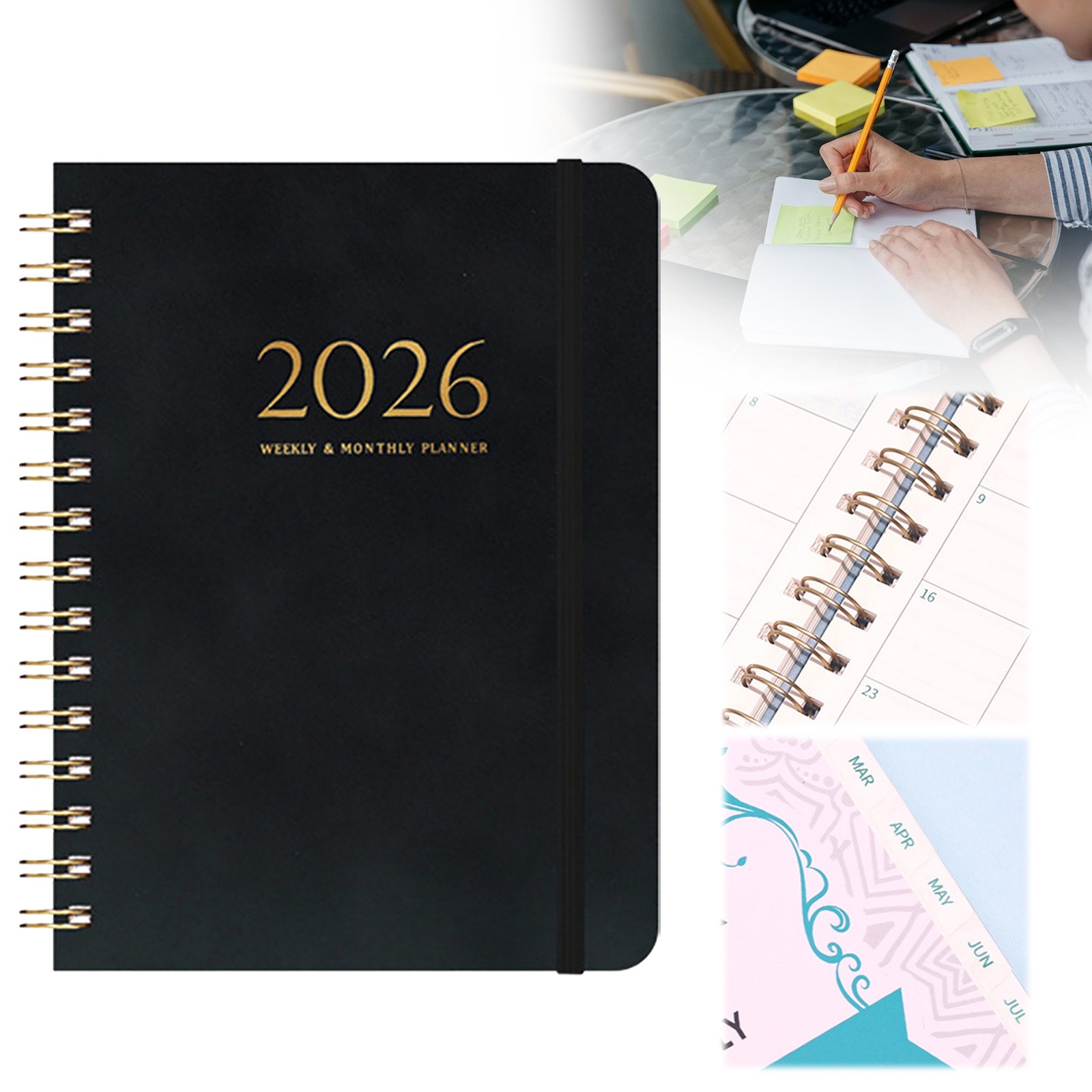 Blekii 2026 A5 Hardcover Schedule Book – Daily Plan Notebook for Time Management (Student) 2026 Agenda Notebook Black