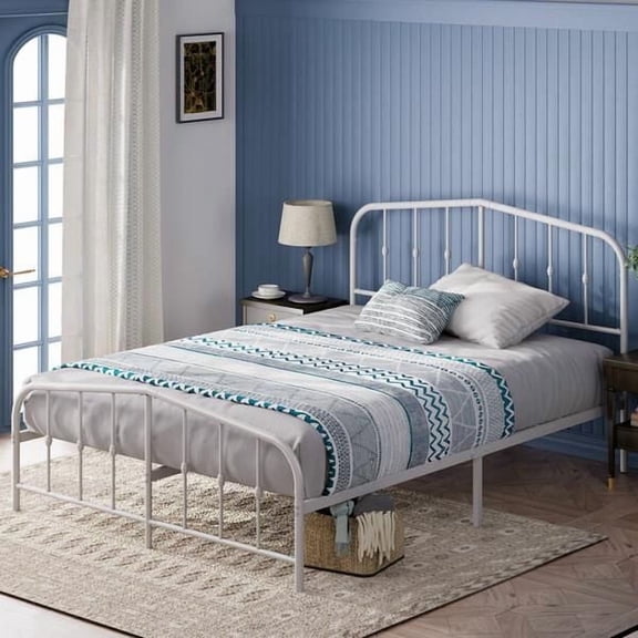 Cadre de lit plateforme en métal Zinus Heidi de 42.5 po, blanc