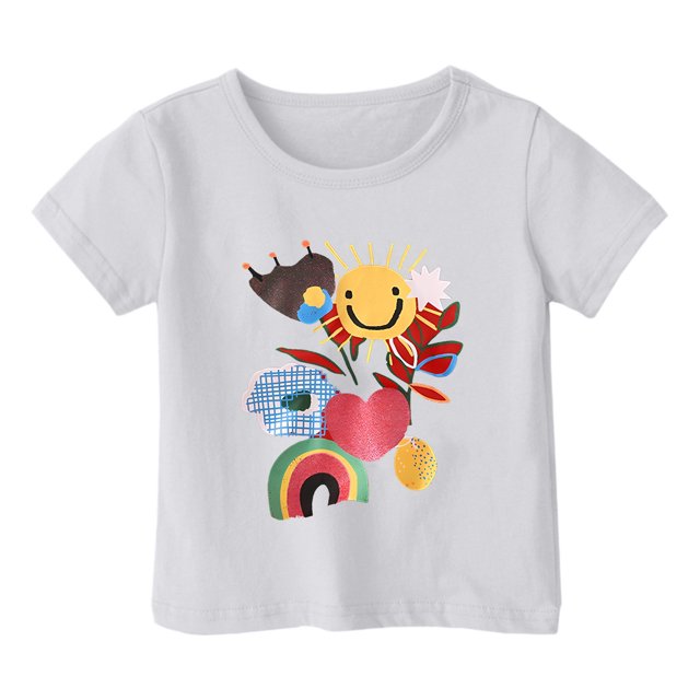 FhsagQ le 7 Juillet Garçon et Fille Mode Décontractée Imprimé Col Rond Ample Manche Courte T-Shirt Haut Petite Fille le 7 Juillet T-Shirts Taille 9/10 Pâques Blanc 10-11 Ans