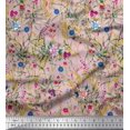 thumbnail image 1 of Soimoi Pink Poly Georgette Fabric Leaves & Floral Printed Fabric 1 Yard 52 Inch Wide, 1 of 3