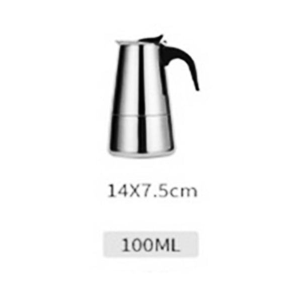Stainless Steel Italian Espresso Coffee Stovetop Coffee Maker Moka Pot Percolator (2 Cup/100 ML)