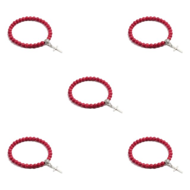 VONKY Unisex Cross Pendant Bracelets For Fashion Forward Individuals Lightweight Gift red 5Set