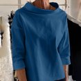 thumbnail image 2 of Timegard Womens Tops Half High Collar Long Sleeve Loose Fitting Shirts BlousesSolid Color Fall Fashion, 2 of 6