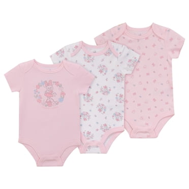 Disney Minnie Mouse Baby Girls' Layette Organic Cotton 3pc Bodysuit Set