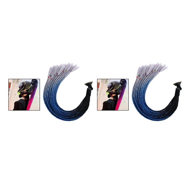 serony Motorcycle Braids Punk Style Wide Application Easy Fixation Colorfast Ponytail Perm Pigtail Black Blue Grey 2Set