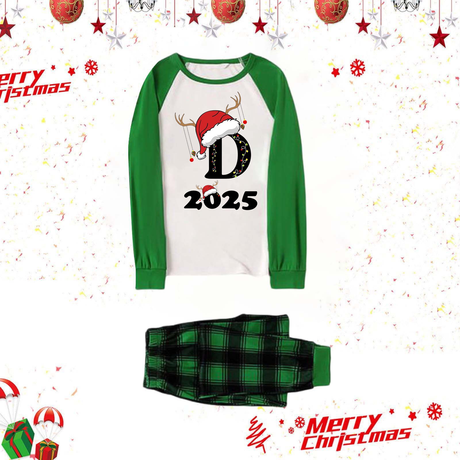 Ensemble de Pyjamas de Noël Assortis pour Famille Papa, Imprimé de Lettres, Tenue Parent-Enfant
