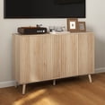 thumbnail image 2 of HOMCOM Sideboard Modern Fluted Buffet Cabinet with Adjustable Shelves Oak, 2 of 10