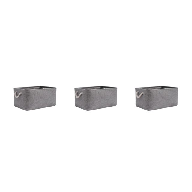 relayinert Contenant de Rangement pour Organisation et Poignée en Corde Robuste Boîte de Rangement Pliable Gris 36*26*16 Ensemble de 3