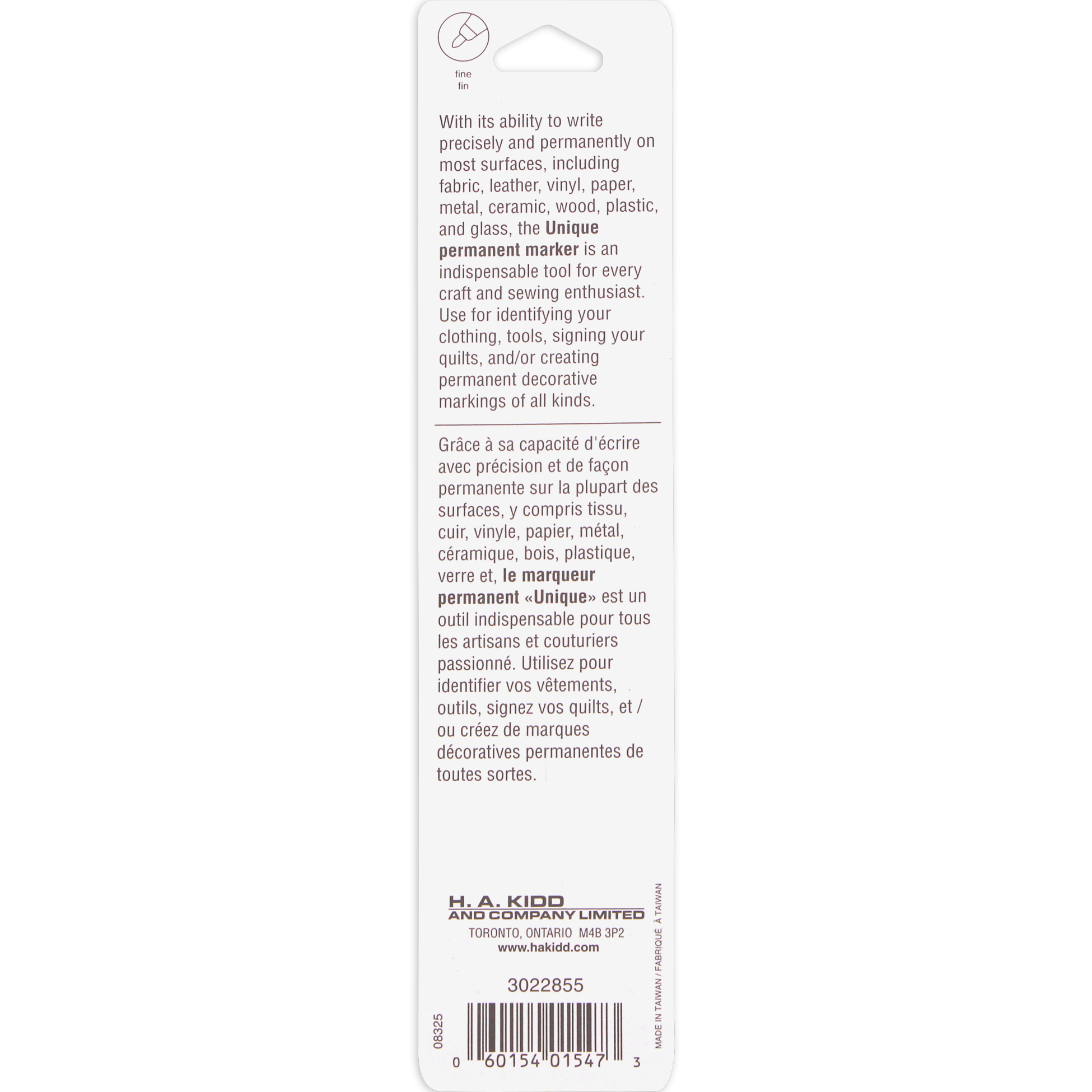 UNIQUE SEWING permanent Marker - Fine Tip - noir, Fine Point Blk
