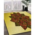 thumbnail image 3 of Ahgly Company Tapis Rond Lavable en Machine Intérieur Transitionnel Or Jaune Vif, 4 Pieds Rond, 3 of 7