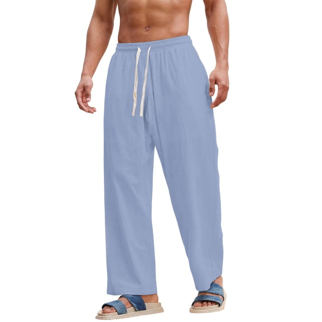 Wide Leg Pants Men Loose Casual Solid Sports Breathable Pants