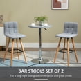 thumbnail image 4 of HOMCOM Bar Stool Set of 2 Upholstered Kitchen Stool w/ Wood Legs, Grey, 4 of 10