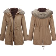 EGNMCR Womens Long Puffer Coat, Long Sleeve Padded Winter Down Coats, Hooded Parka Jacket Womens Warm Long Coat Fur Collar Hooded Jacket Slim Winter Parka Outwear Coats Women Coat
