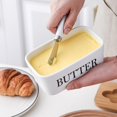 thumbnail image 2 of WRKEKC Clearance Nordic Ceramic Butter Dish, Minimalist Kitchen Storage Jar with Lid, 2 of 6