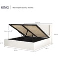 thumbnail image 4 of Aykah Aura Cream King Size Bed Frame With Storage, Modern Upholstered High Headboard Design With Metal Frame, 4 of 14