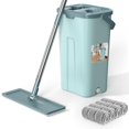 thumbnail image 1 of Aifacay Floor Mop and Bucket Set, Hands-Free Squeeze Flat Mop Bucket System 4 Reusable Microfiber Pads, 57.8'' Stainless Steel Long Handle Floor Cleaner Mops for Hardwoo, 1 of 6
